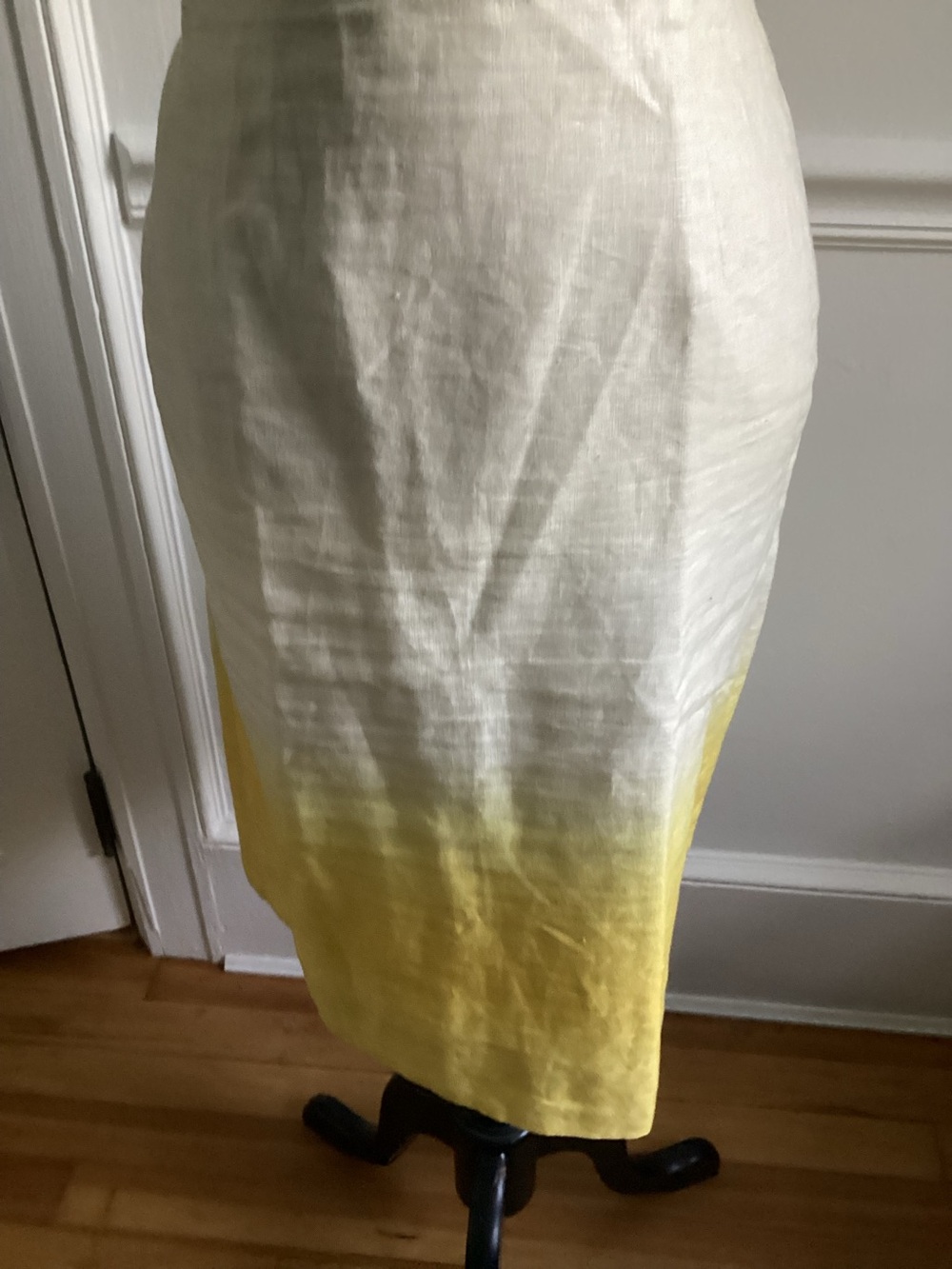 J. Crew Cream Straight Skirt with Back Zipper—100% Linen